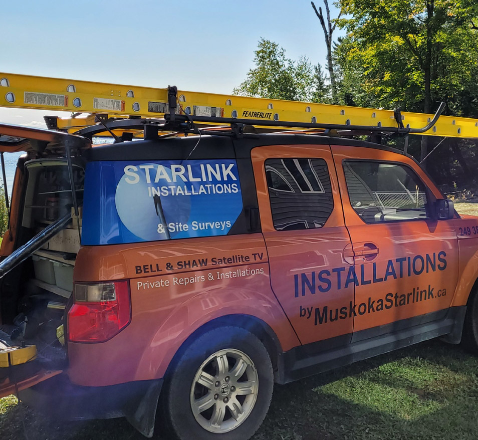 Mustoka STARLINK installation van